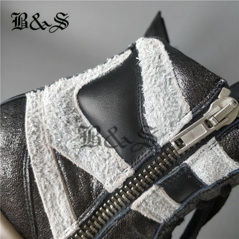 Черные и уличные эксклюзивные ботинки в стиле панк из натуральной кожи со снежинками