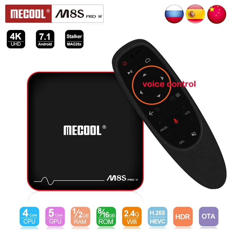 MECOOL M8S PRO W Smart Android ТВ Box Amlogic S905W 4 ядра 1/2 GB Оперативная память DDR4 8/16 GB 4 K голос Управление 2.4g WiFi HD медиаплеер