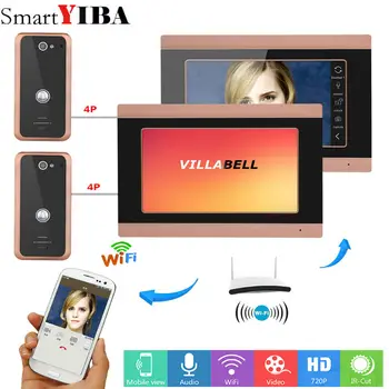 

SmartYIBA 2*7inch Wired Wifi Video Door Phone Doorbell Intercom Entry System with 2 Wired Camera Night Vision,Support Remote