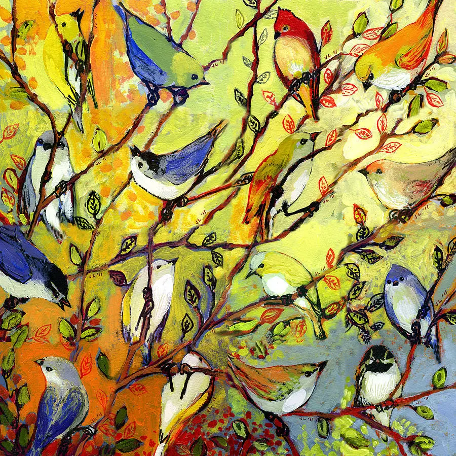 

Modern Art animal 16 Birds Canvas painting High quality hand painted