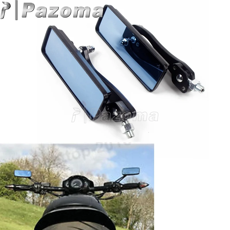 Universal Black Motorbike 10mm Rectangle Rearview Mirror Side Mirrors For Harley Touring Street Bike Yamaha Kawasaki Choppers