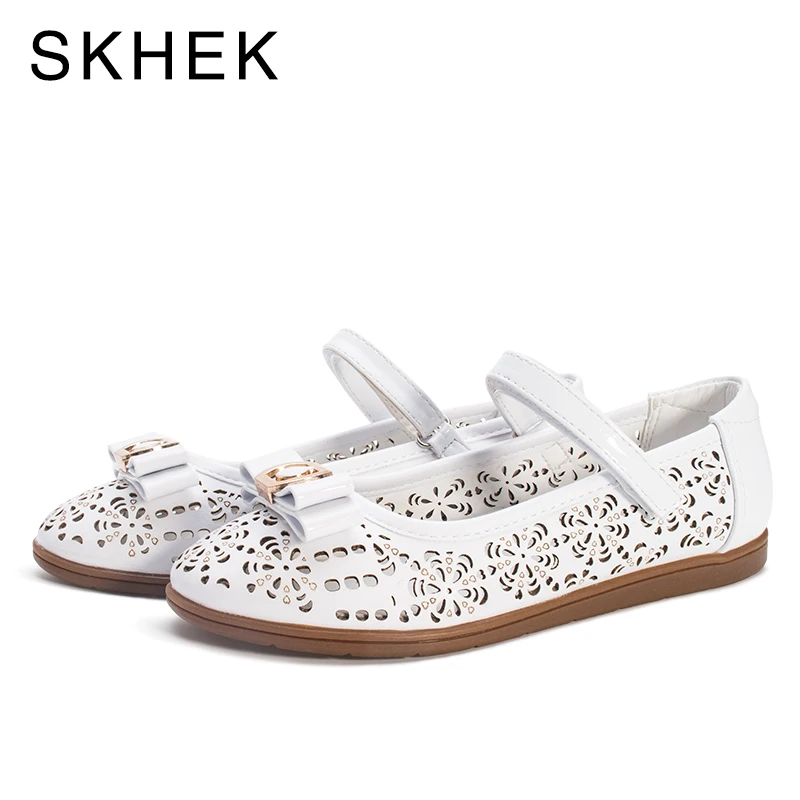 

SKHEK Hot Spring Rhinestone Big Girls Shoes with Rose Flower Fashion Princess Slip-on Children Flat Shoes for Girls Shoes Size