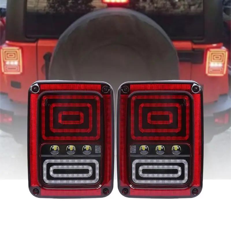Best 2Pcs LED Tail Lights Brake Lamp 2th Generation US for Jeep Wrangler 07-16/07-15 Auto Rear Turn Signal Reverse Backup Taillight 3