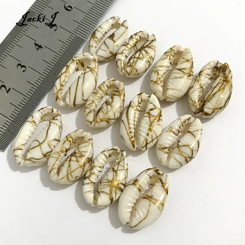Новый принт натуральный Puka Cowrie морские бусы из ракушек золотой фольги раковины