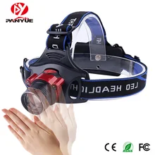 PANYUE IR Sensor 1000lm LED Headlamp XM-L T6 Waterproof Zoom Head Lamp 18650 Rechargeable Battery headlight Head Torch super 45000lm usb 9 led led headlamp headlight head flashlight torch xm l t6 head lamp rechargeable for 18650 battery