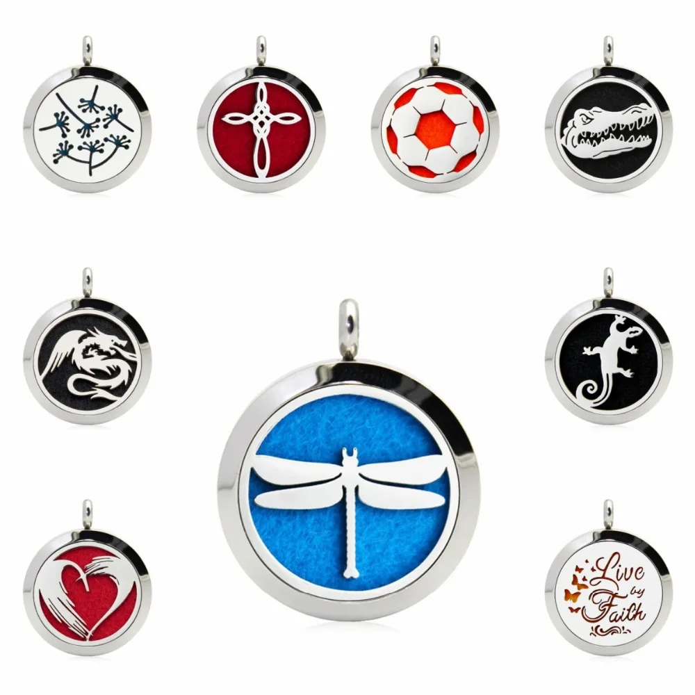 

Dragonfly Live By Faith 25mm Stainless Steel Essential Oil Aromatherapy Perfume Diffuser Locket Necklace Pendants 10pcs Pads
