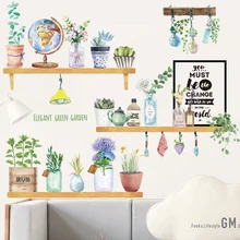 Элегантные зеленые растения бонсай наклейки на стену домашний декор мебель романтическая гостиная украшение кухня ПВХ Наклейки на стены