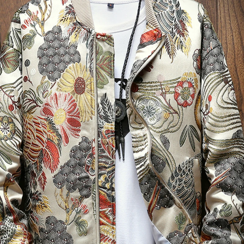 Casual Mens Jacket 2019 New Fashion Embroidered Stand Collar Jacket Boutique Large Size Men's Hip Hop Streetwear Men's Jacket