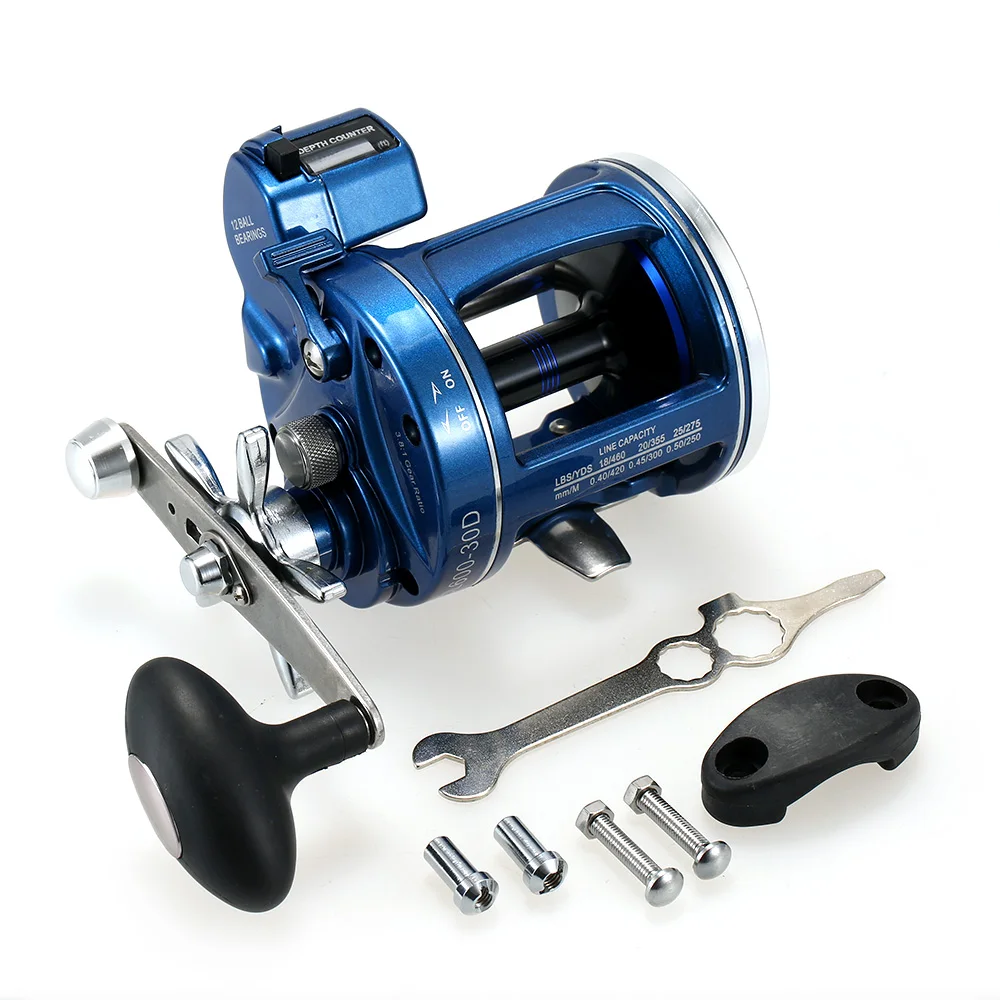

Fishing Reel 12 Ball Bearings Trolling Reel with Line Counter Alarm Bell Drum Reel Carp Fishing Accessories