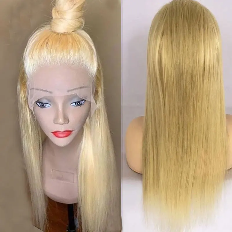 Preplucked блонд 613 цветные невидимые человеческие волосы на кружеве парики длинные прямые бразильские Remy прозрачные кружева спереди al Atina