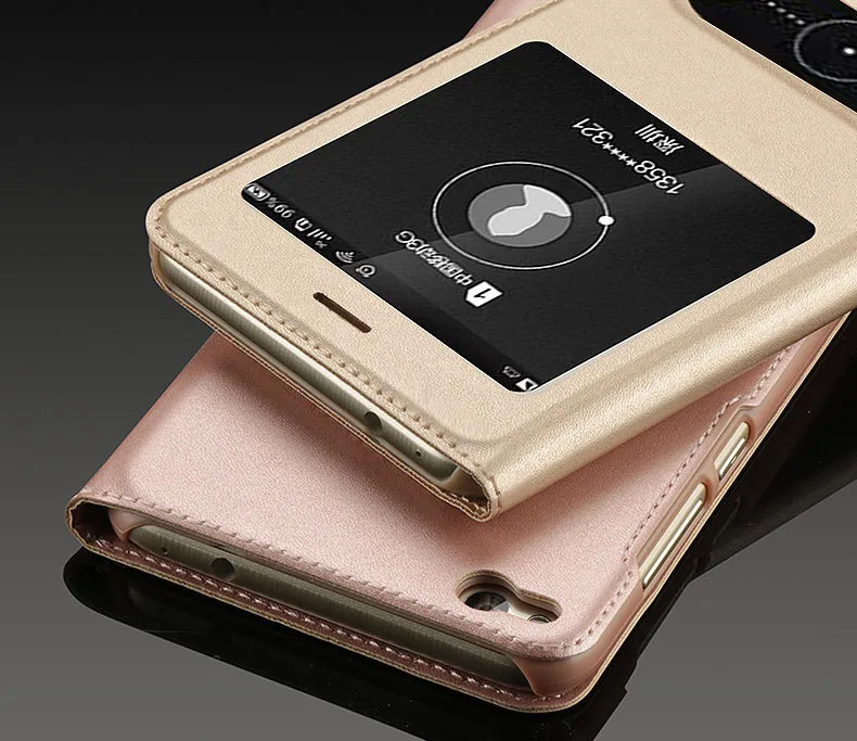 luxury open window leather flip case for huawei honor 8 lite 01