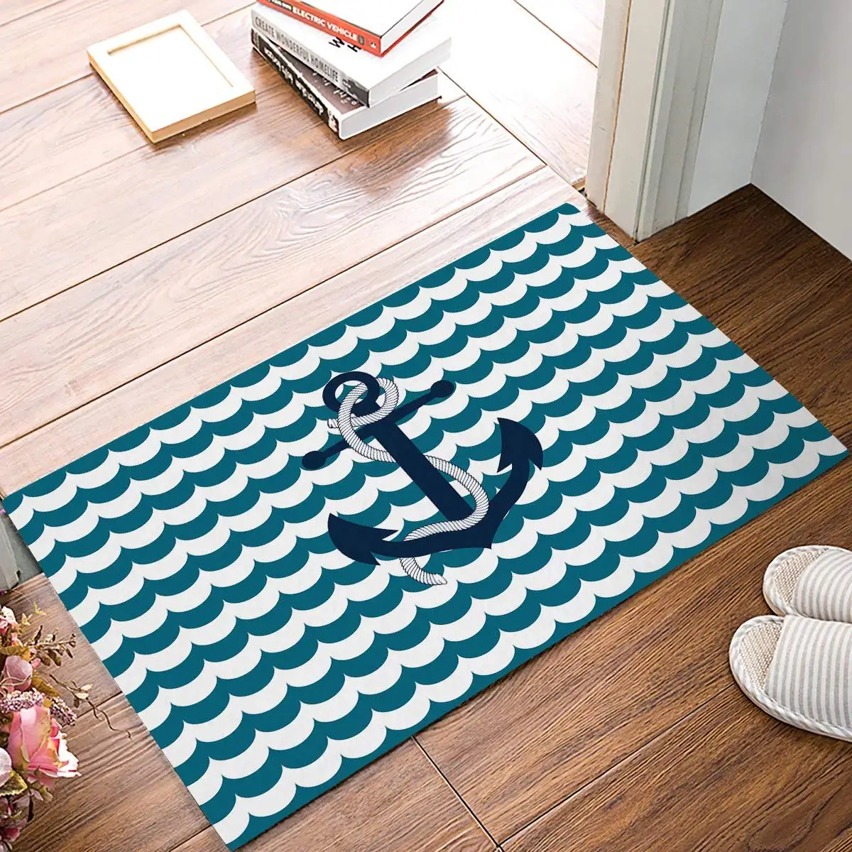 Corrugated Wave Anchor Door Mats Kitchen Floor Bath Entrance Rug Mat Absorbent Indoor Bathroom