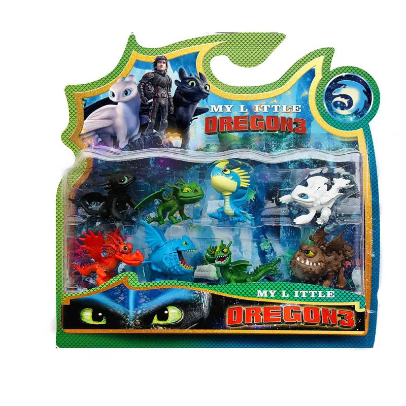 How To Train Your Dragon 3 8pcs Dragon Doll Decoration Toy Set Stormfly Night Fury light Fury toothless children gifts