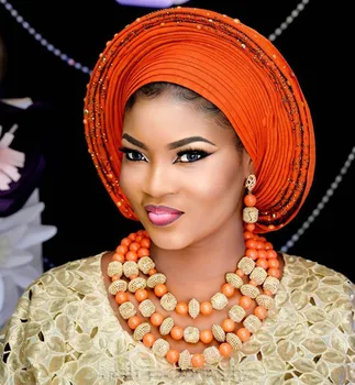 

African Coral Beads Bridal Jewelry Set Dubai Gold Women Costume Party Jewelry Set Nigerian Wedding Jewelry Free Shipping WE101