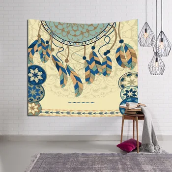 

Zeegle Feather Printed Tapestry Wall Hanging Polyester Fiber Beach Thrown Towel Bohemian Door Curtain Bedspread Home Decor