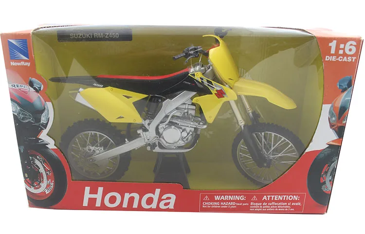 NEWRAY 1/6 масштабная модель мотоцикла, игрушки Япония SUZUKI RM-Z450 литой металлический мотоцикл модель игрушки для коллекции, подарок, дети