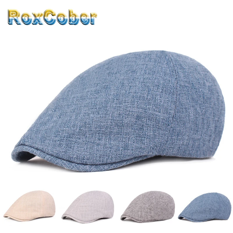RoxCober Мужская и женская хлопковая льняная плоская кепка для прогулок береты