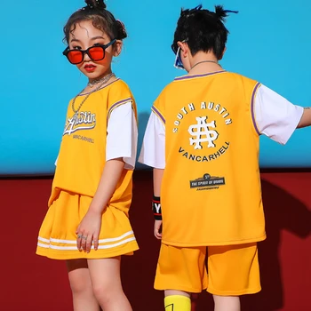 

New Hiphop Children Dance Costume Basketball Baby Sport Meeting Clothes Street Dance Clothing Girls Jazz Kids Hip Hop VDB096