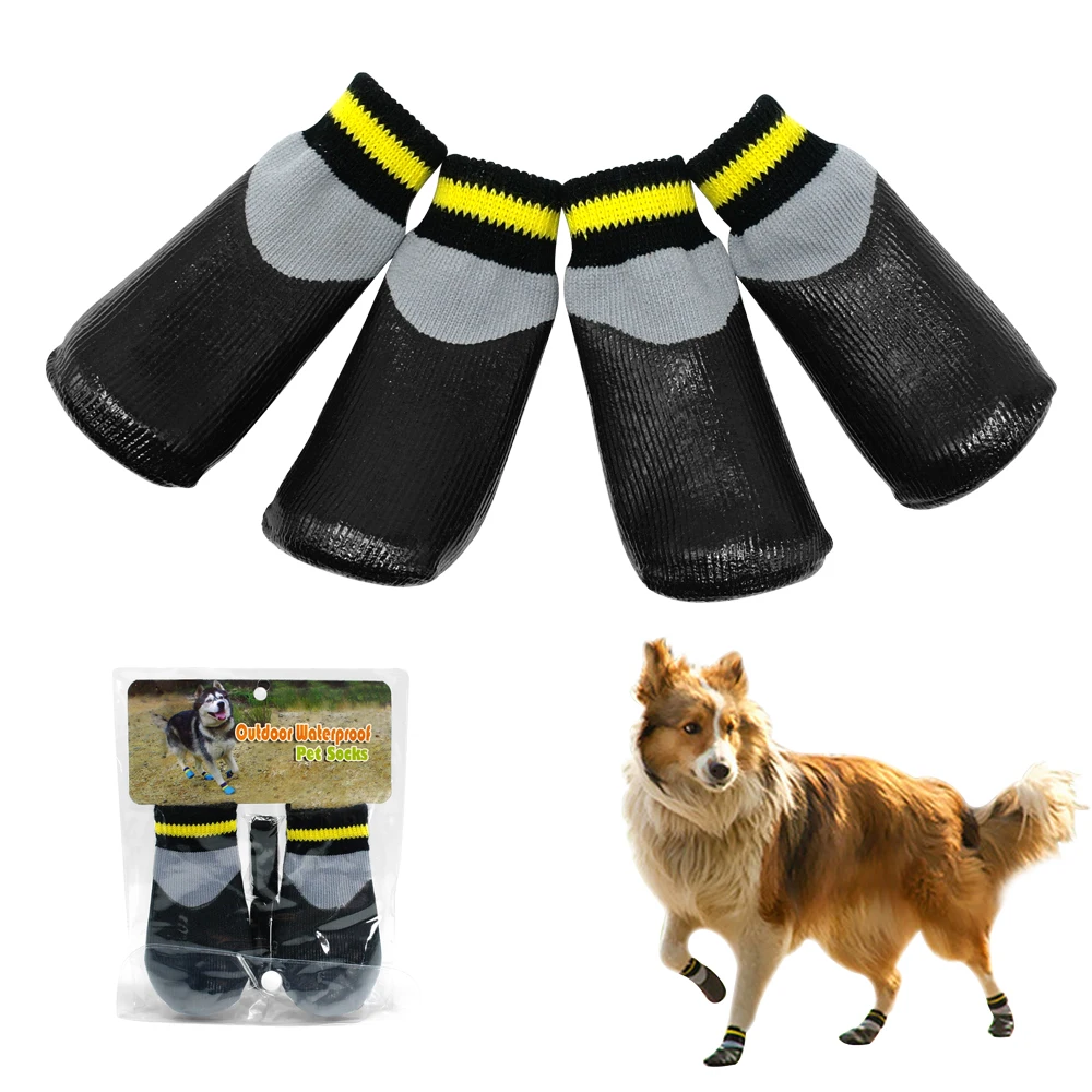 4pcs/set Waterproof Dog Shoes Winter Rubber Socks Shoes Non-slip Rain Shoe Boots For Small Meduim Large Dogs Chihuahua Husky