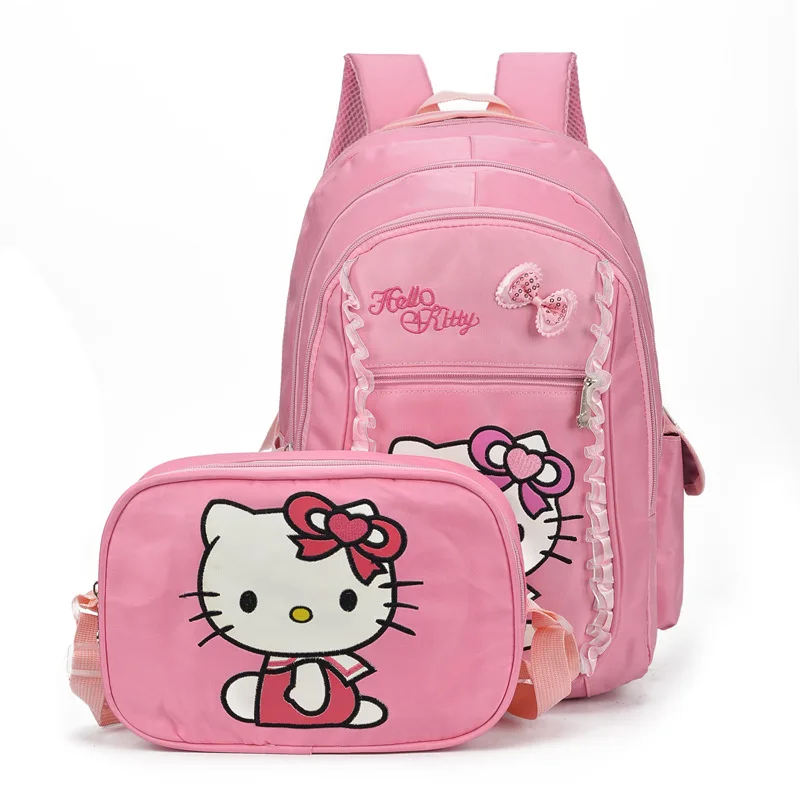 

Cartoon Cat Schoolbags For Girls Teenagers Cute Kids Bow Backpack Lace Bookbag Children Primary School Large Capacity Backpack