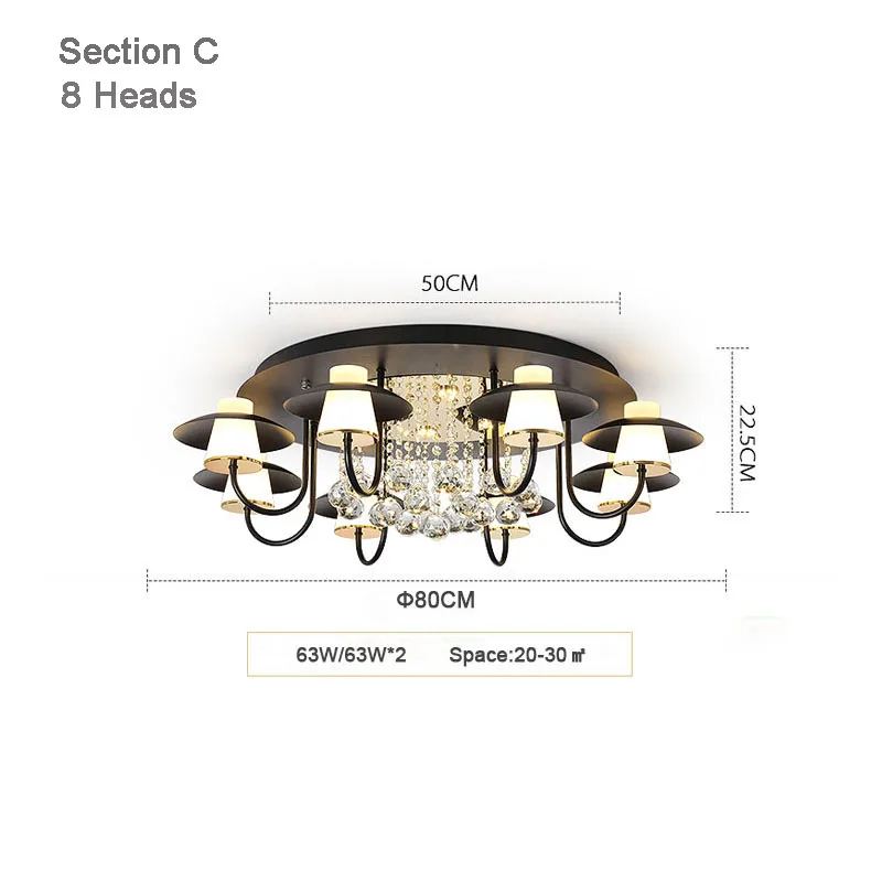 Светодиодный Люстра потолочная лампа хрустальная лампа Современная минималистская атмосфера светодиодный светильник для гостиной столовой спальни - Цвет корпуса: Section C