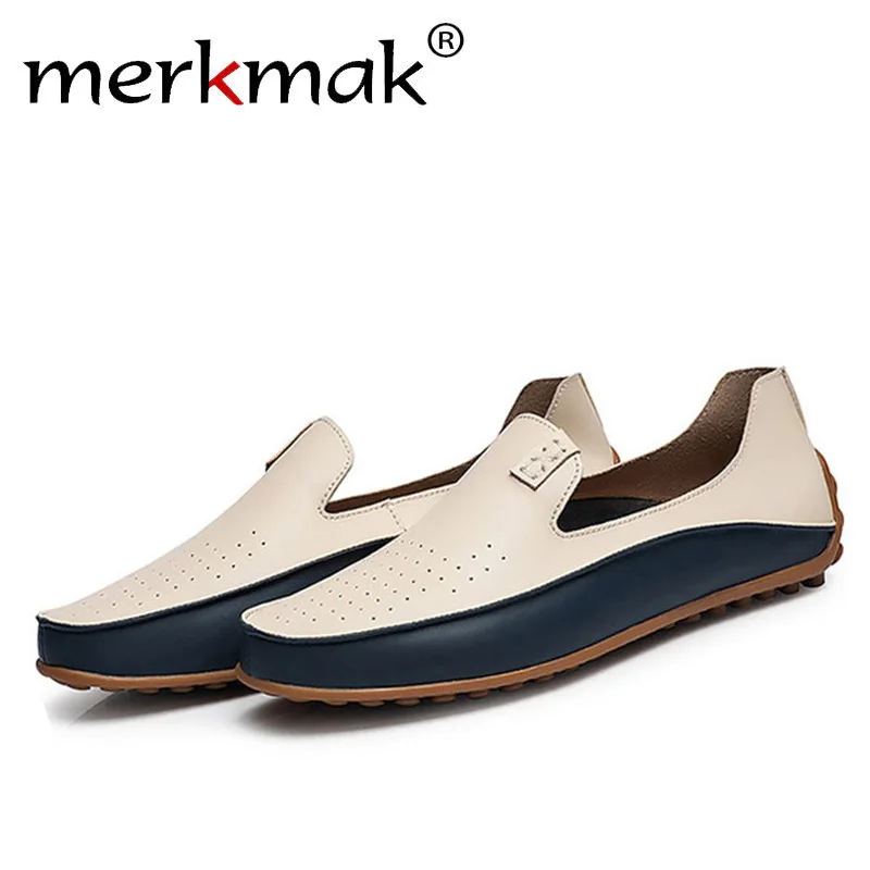 Prix Merkmak À La Mode Hommes Occasionnels Grande Taille 38 47 Chaussures Marque D été Trous Conduite Mocassins Respirant Homme Doux Chaussures Chaussures en gros