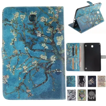 

For Samsung Galaxy Tab A 8.0 T350 T351 SM-T355 case cover 8 inch tablet flower Paint PU Leather Stand Protective bags Y4D40D
