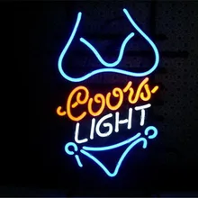 Неоновый знак для вывеска Coors фиолетовый бикини вывеска Настоящее стекло пивной бар витрина кафе уличные световые знаки 17*14"