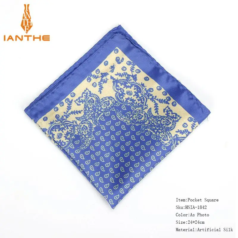 Фирменная Новинка Для мужчин платок Винтаж Пейсли Print Pocket Square мягкие шелковые платки Свадебная вечеринка Бизнес Hanky груди Полотенца подарок - Цвет: IA1842