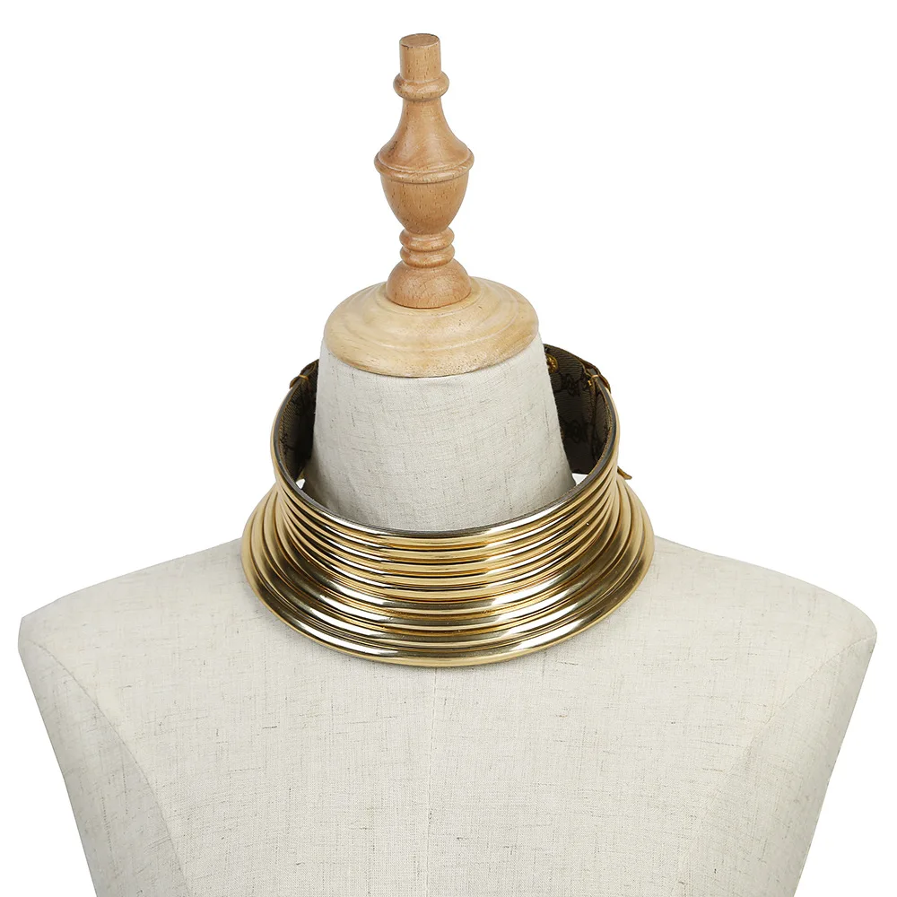 Liffly Африканское ожерелье женское золотое кожаное ожерелье-ошейник африканские ювелирные изделия регулируемое большое колье ожерелье s ювелирные изделия