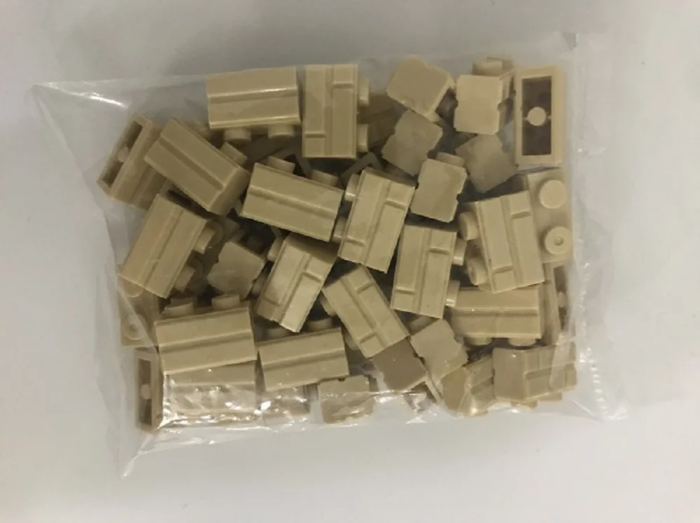 

MOC Wall Building Block Brick Basic Pieces 1x2 City House Cream Colour 50pcs DIY LegoINGG Creativity Educational Plastic Part