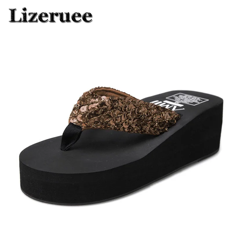 Fashion Summer women Flip Flops Women Sequins Sandals Beach Slippers Shoes Summer Sandals Flip Flops Lady Wedges Shoes Q49 Fashion Summer women Flip Flops Women Sequins Sandals Beach Slippers Shoes Summer Sandals Flip Flops Lady Wedges Shoes Q49