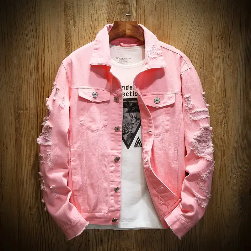 chaqueta vaquera rosa hombre