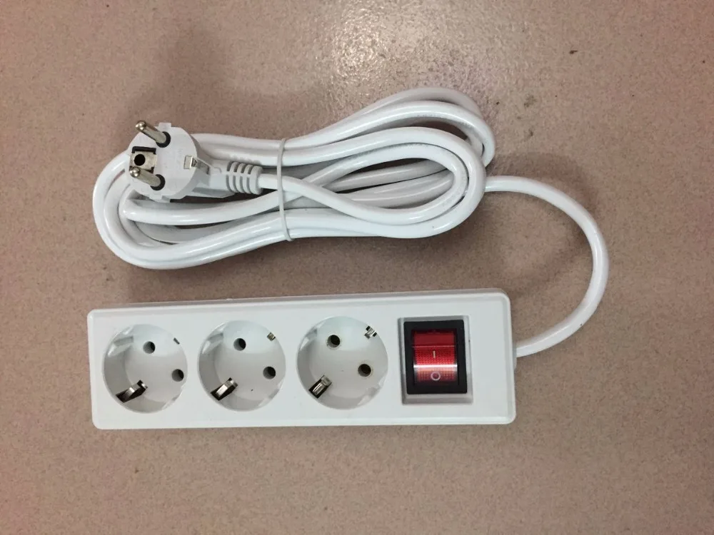 

250V 10A EU Plug Sockets Outlet AC Power Charger Wall Socket Plug Mains Lead Strip Adapter With Extension Cable Switch