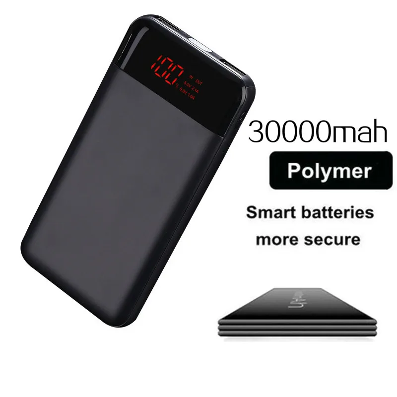 

TOP 30000mAh Power Bank Portable Charging Powerbank 30000 Slim Poverbank External Battery Pack Charger For Xiaomi Mi 9 iPhone