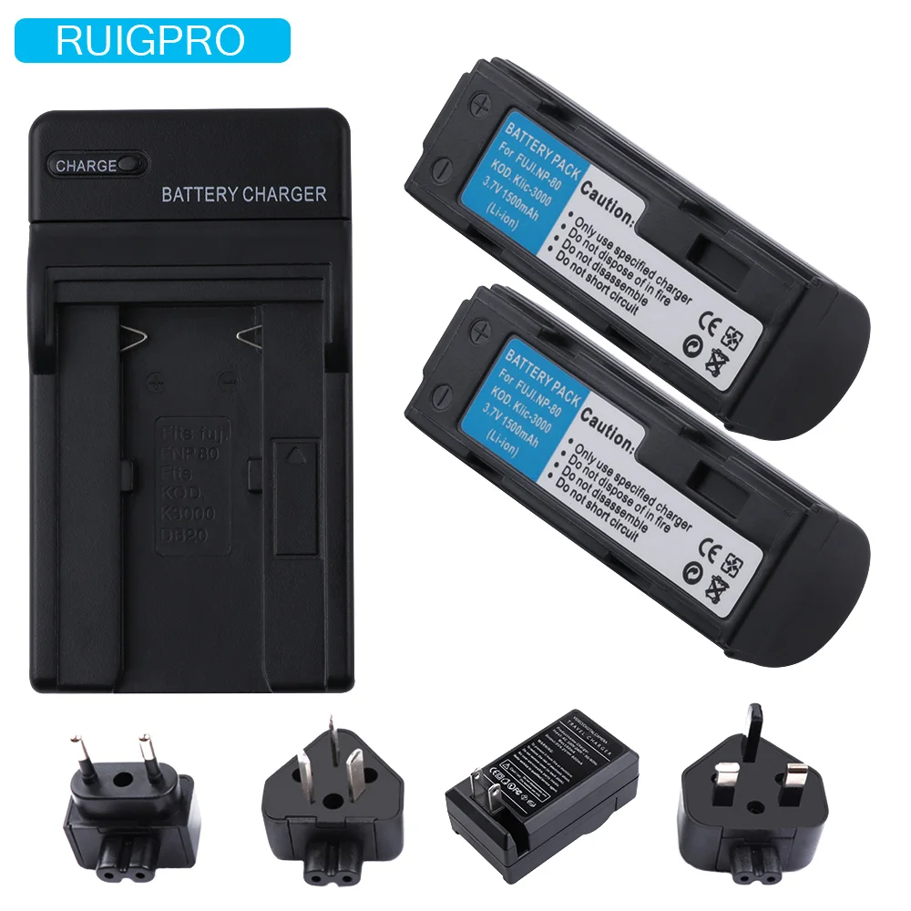 

RuigPro NP-80,NP80 DB-20 DB20 Battery+Charger for Fujifilm Fuji FinePix 6900 Zoom, MX-1700,MX-2700,MX-2900,MX-4800, MX-4900.