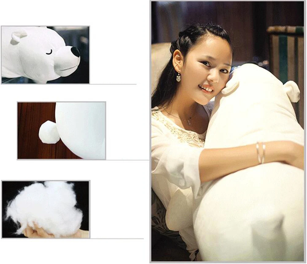 cuddly soft polar bear plush toy soft fluffy stuffed lying white bears pillow doll16