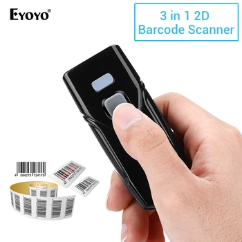 

Eyoyo Mini 1D QR 2D barcode scanner equipped Bluetooth 2.4G Dongle Wireless and Wired Connection Wireless barcode scanner