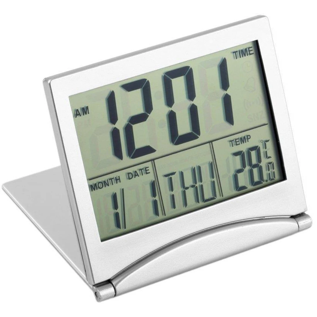 Mini Travel Plastic LED Clock Digital Folding Alarm Clocks Desk Temperature for Home Office 9.5