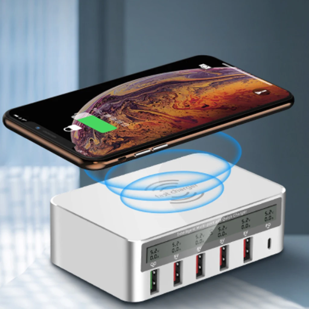 Умная многопортовая usb-хаб зарядная станция QI Беспроводная зарядка Quick Charge 3,0 type C зарядное устройство адаптер для iPhone SAMSUNG