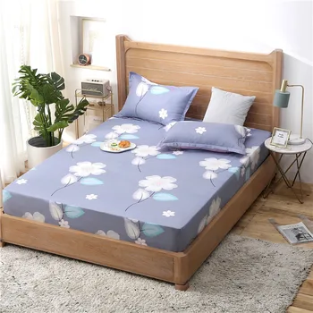 

Home Textile 1pc Purple Floral Printed Fitted Sheet Mattress Cover Four Corners with Elastic Band Bed Sheet Twin Full Queen King