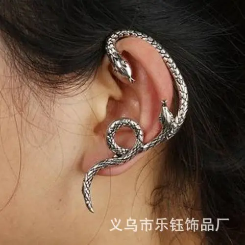 

Fashion Hot Sale New Arrival Vintage Personality Punk Serpiform Silver Snake Ear Hook Earring E817