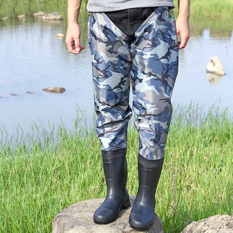 Half Body PVC Nylon Waterproof Catch Fishing Water Trousers Men Women Outdoor Hunting Angling Wearproof Camouflage Wader Pants Half Body PVC Nylon Waterproof Catch Fishing Water Trousers Men Women Outdoor Hunting Angling Wearproof Camouflage Wader Pants