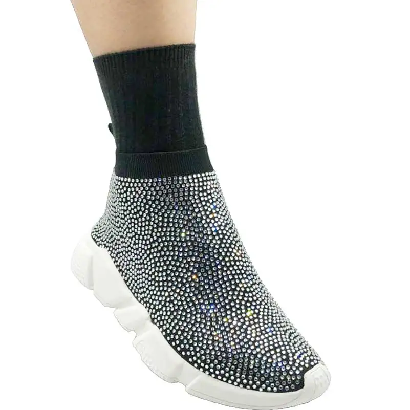 Elehot White Crystal Rhinestone Sneakers 4