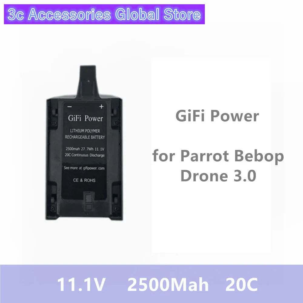 

1 or 2 pcs GiFi power 2500mAh 11.1V Upgrade Li-Po lipo Battery for Parrot Bebop Drone 3.0 Drone3.0 Quadcopter Helicopter