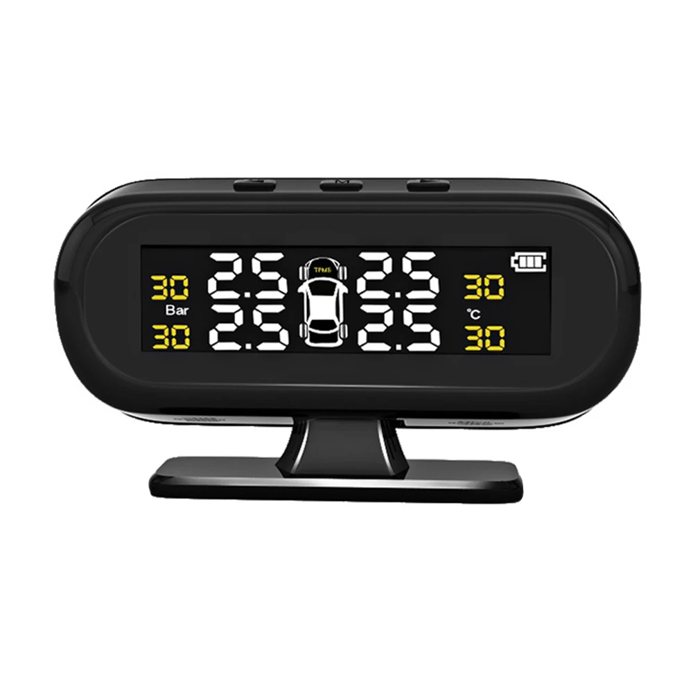 

GLCC Solar Energy Car Tyre Pressure Gauge Monitor System TPMS LCD Color Display 4 Sensor USB Connector Tire Signal Alarm Tester