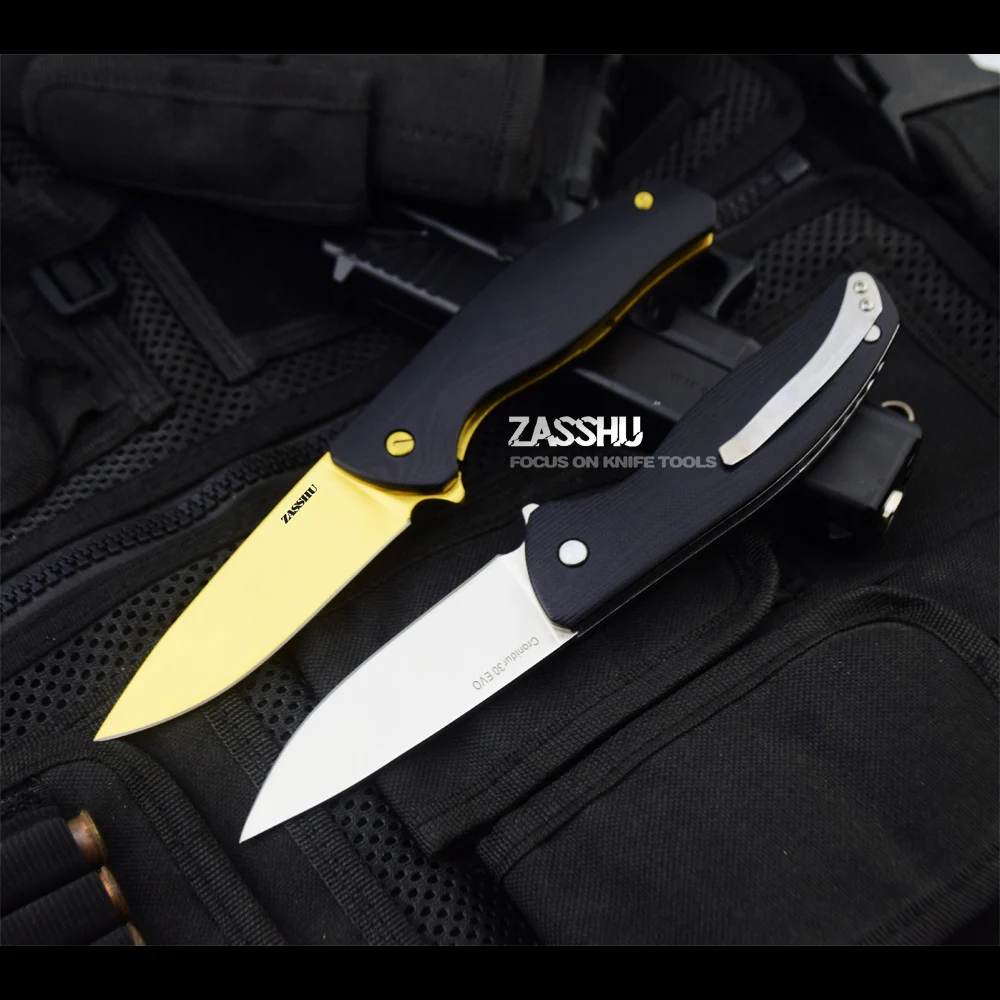 Zassuu 58 60HRC 440C G10 высокотвердое лезвие с деревянной ручкой Походный нож складной