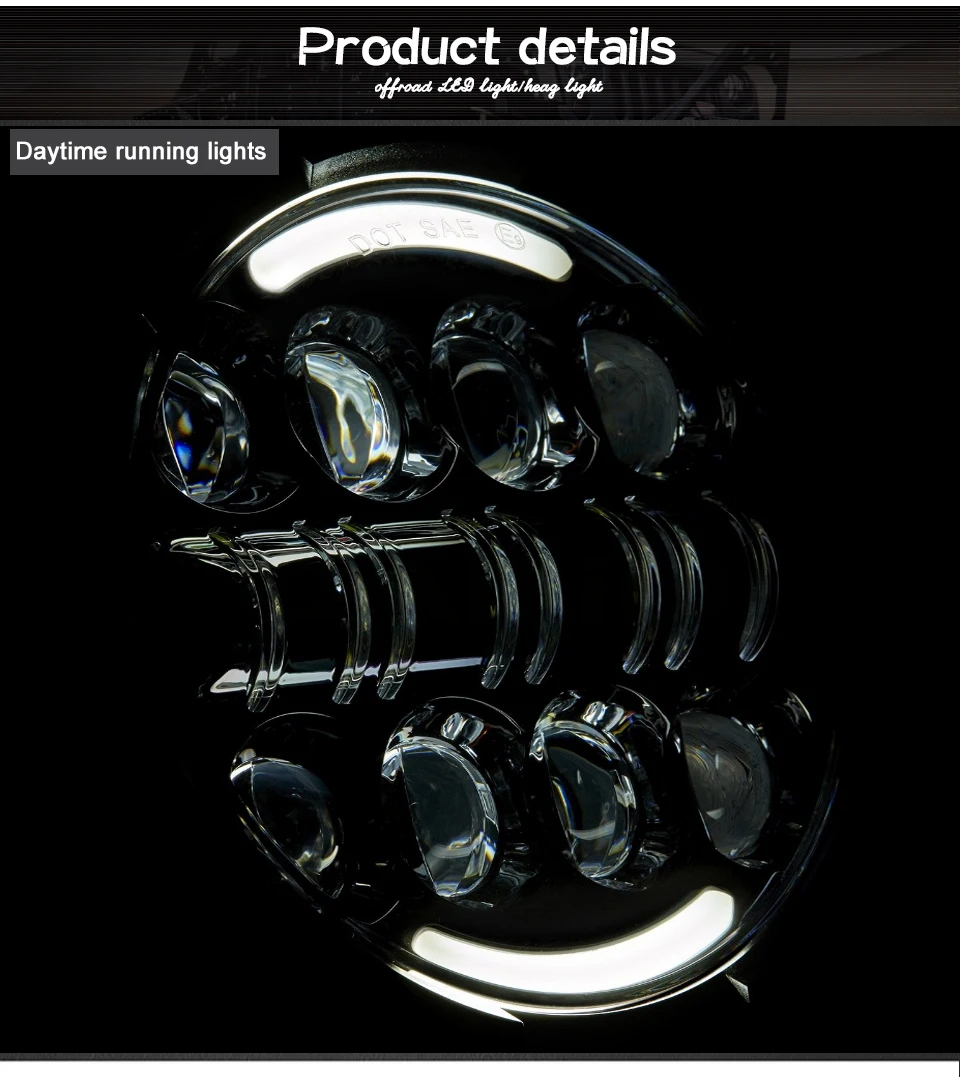" дюймовый светодиодный светильник с круглой головкой с Halo DRL светильник для мотоцикла Уличный скользящий Electra Glide Road King налобный фонарь