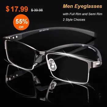Men Alloy Eyeglasses Frame for Men Eyewear Flexible Temples Legs IP Electroplating Alloy Material,Full Rim and Half Rim 1
