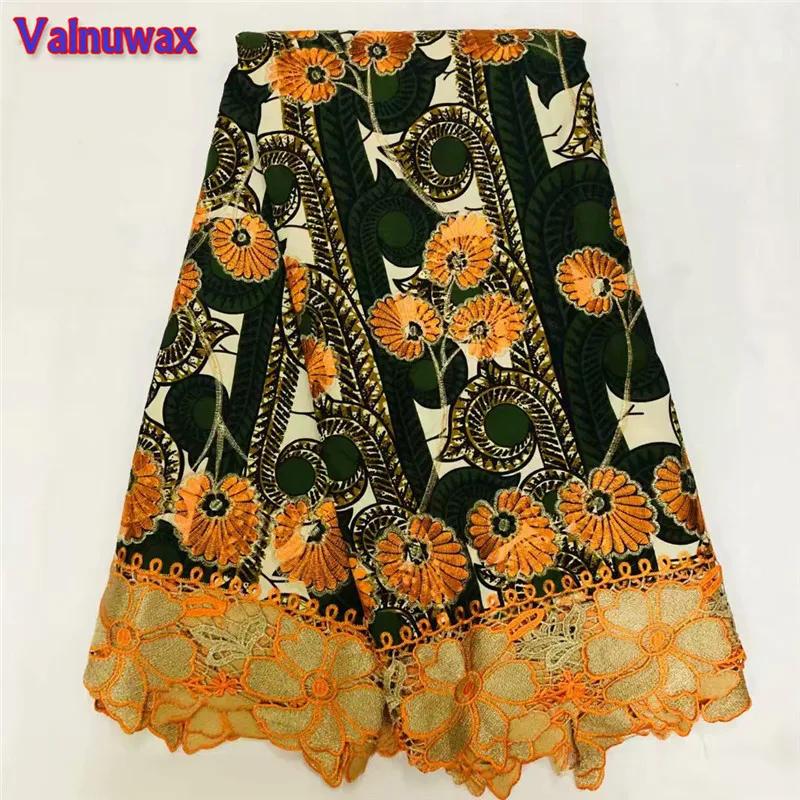 

Hot selling Nigerian Ankara Print Lace Fabric High Quality African Wax Hollandais Water Guipure cord Lace Fabrics for wedding LS